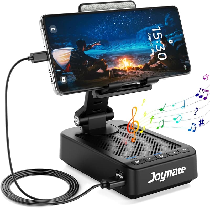 Bluetooth Speaker Phone Stand with 360° Adjustable Holder (Black)