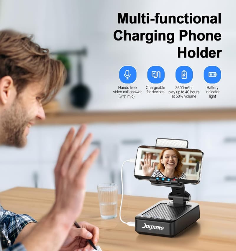 Bluetooth Speaker Phone Stand with 360° Adjustable Holder (Black)