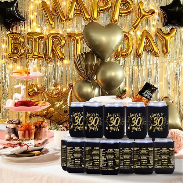 30th Birthday Beverage Can Cooler Sleeves - Vintage 1995 Pack of 12