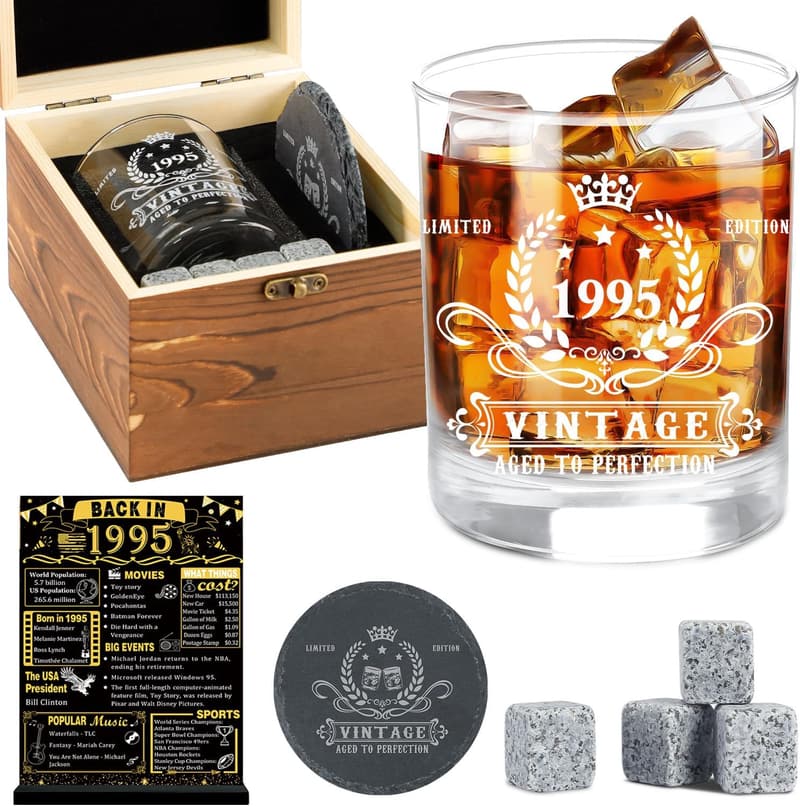 30th Birthday Vintage Whiskey Glass Set for Men