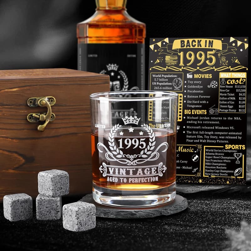 30th Birthday Vintage Whiskey Glass Set for Men