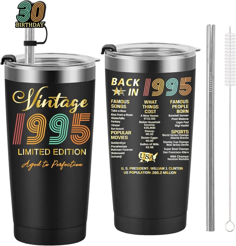 30th Birthday Tumbler Gift - Custom 20oz Black for Couples