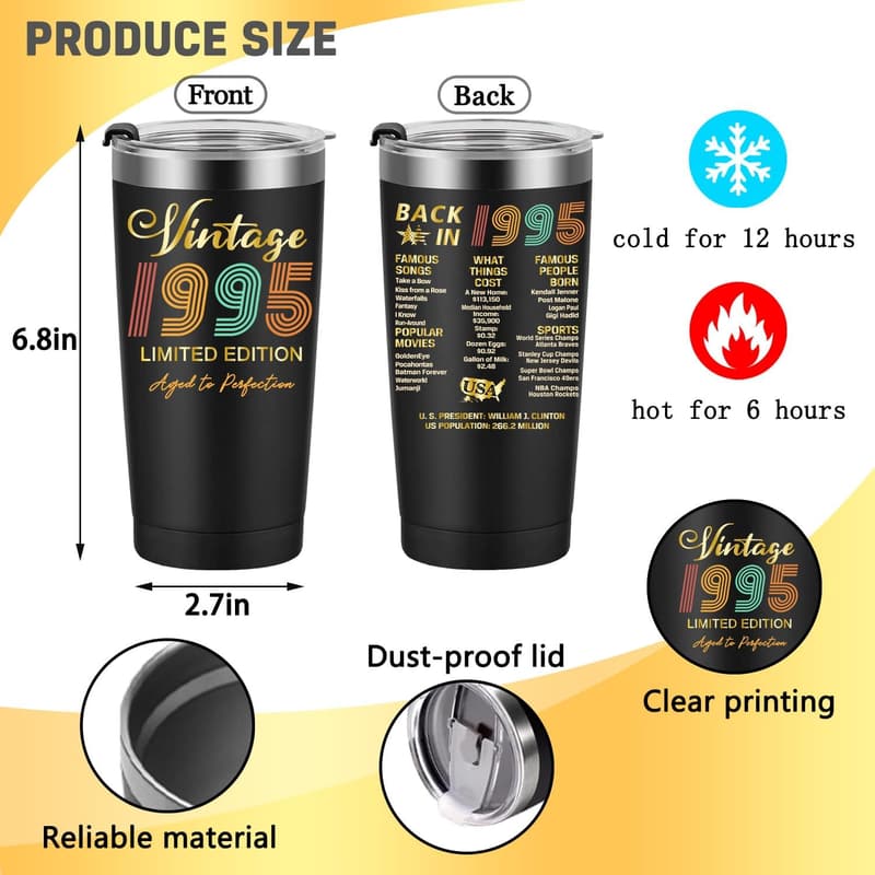 30th Birthday Tumbler Gift - Custom 20oz Black for Couples