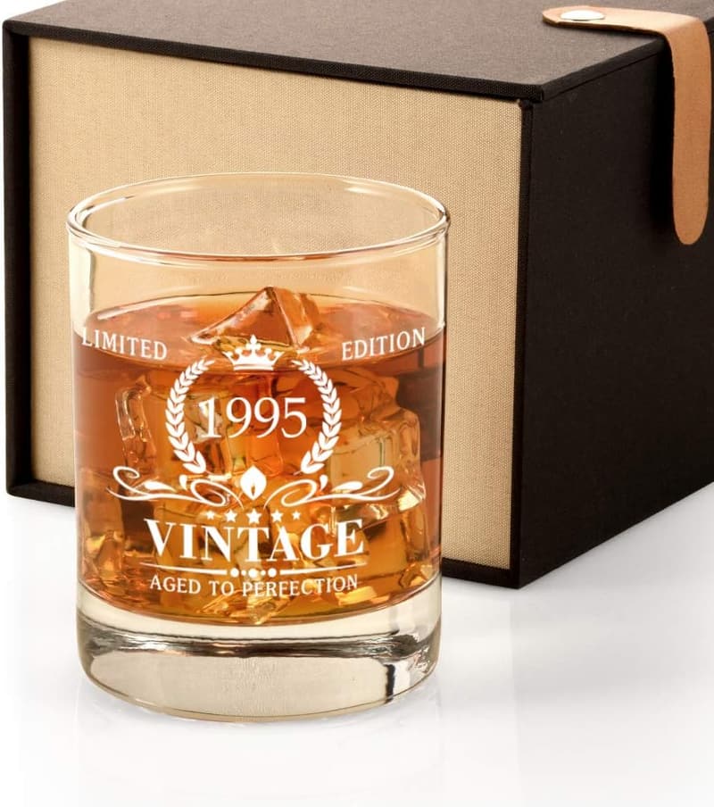 30th Birthday Vintage Whiskey Glass Gift for Men