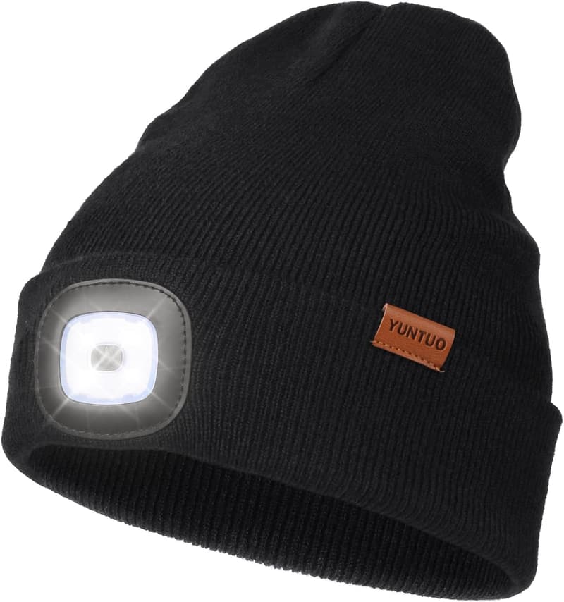USB Rechargeable LED Beanie for Men - Winter Gift