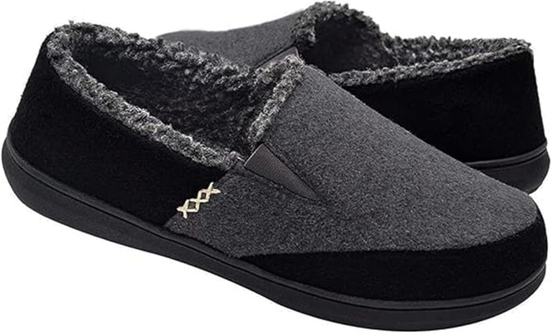 Memory Foam Wool-Blend Loafer Slippers for Men