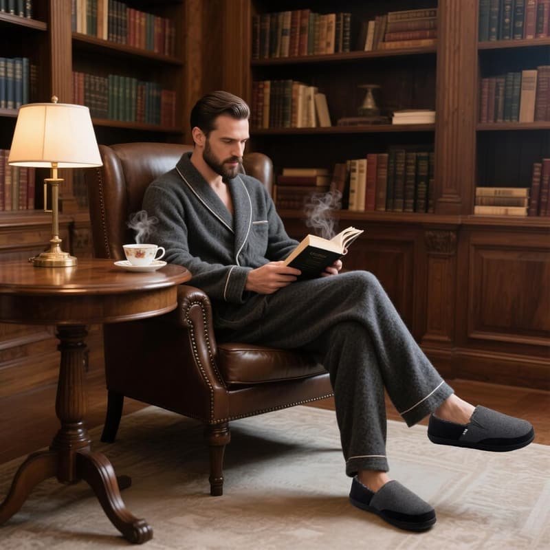 Memory Foam Wool-Blend Loafer Slippers for Men