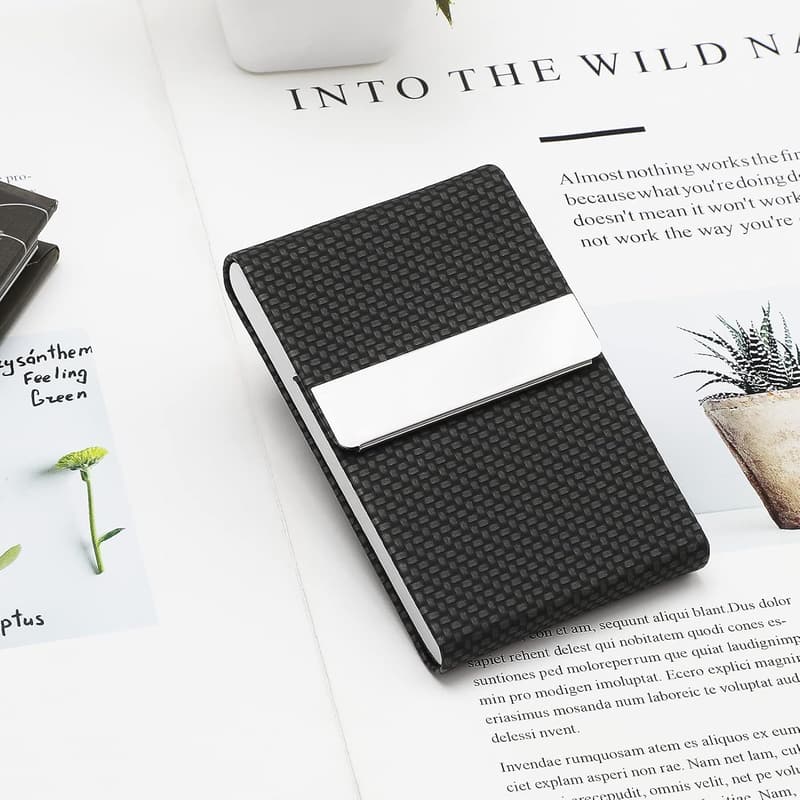 RFID Blocking Business Card Holder in Black Carbon
