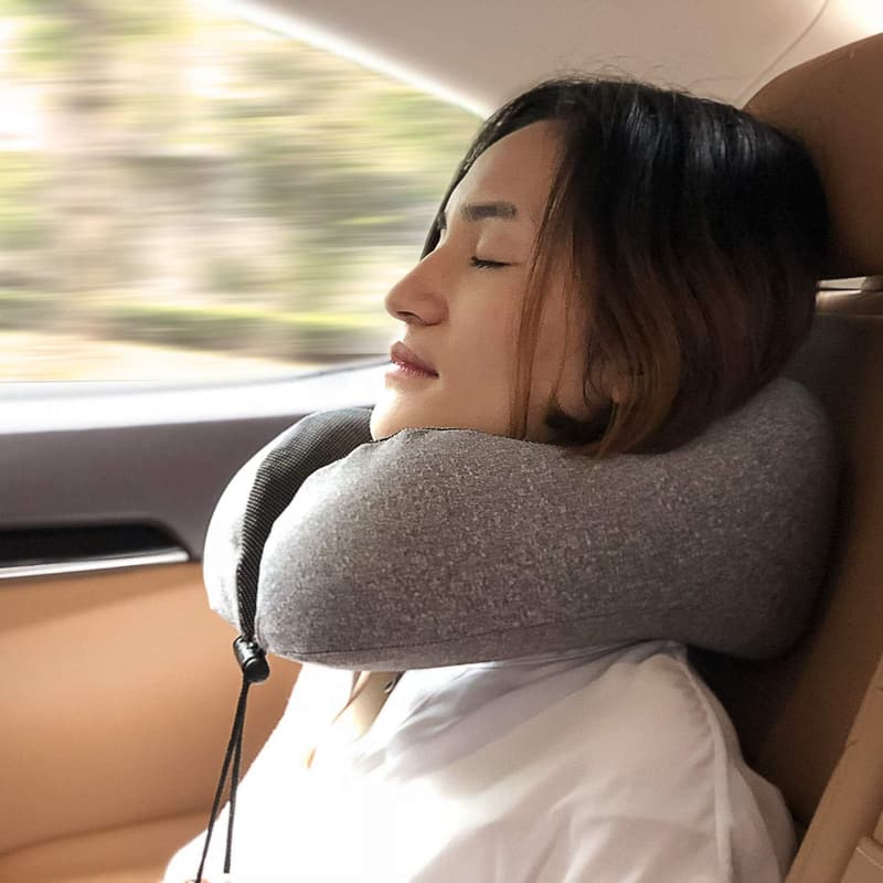 Travel Neck Pillow Kit - 100% Pure Memory Foam, Grey