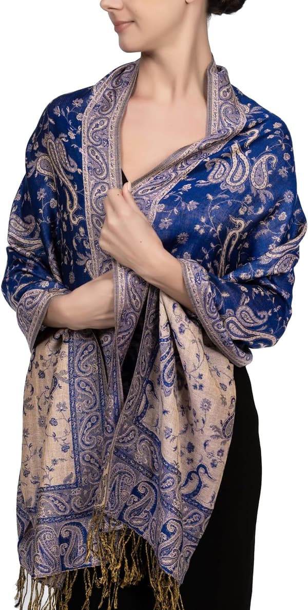 Reversible Paisley Pashmina Scarf for Evening Wear