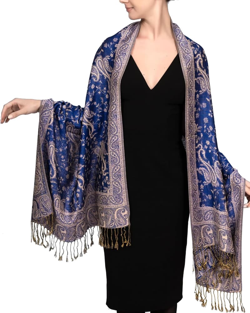 Reversible Paisley Pashmina Scarf for Evening Wear