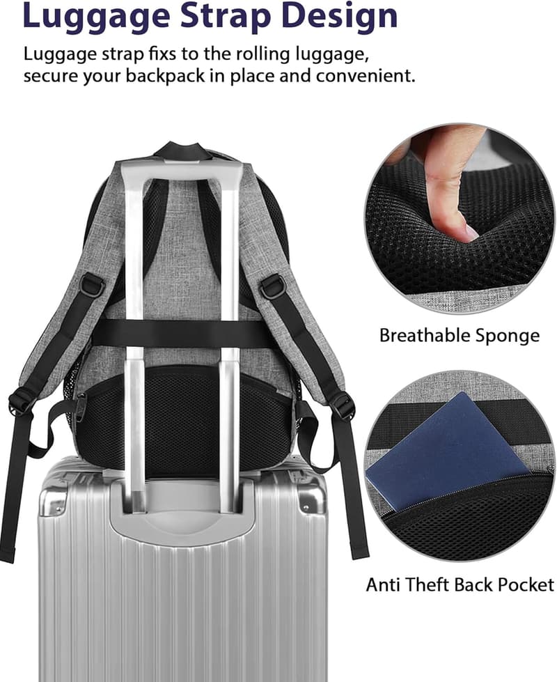 TSA-Approved 17-Inch Laptop Backpack with USB Port - Grey
