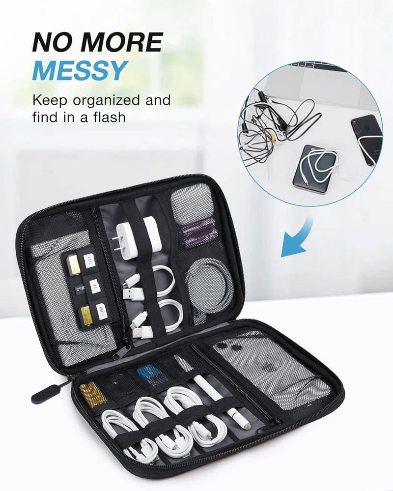 Travel Organizer Case for Tech Accessories - Black