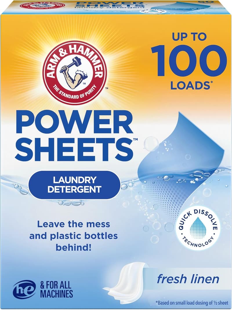 Arm & Hammer Fresh Linen Laundry Detergent Sheets, 50ct