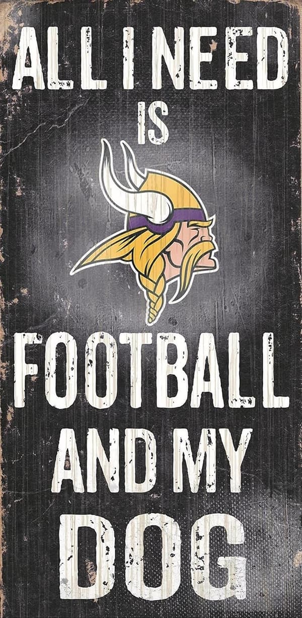 Minnesota Vikings Dog Wood Sign - NFL Fan Decor