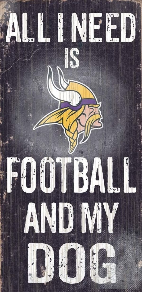 Minnesota Vikings Dog Wood Sign - NFL Fan Decor