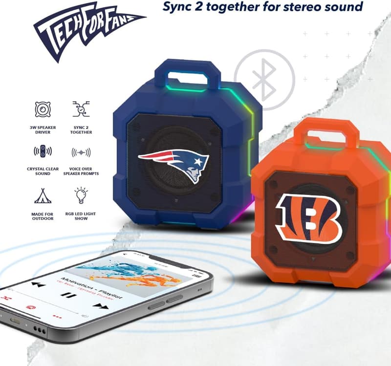 NFL Shockbox Bluetooth Speaker - IPX4 Water Resistant, Portable