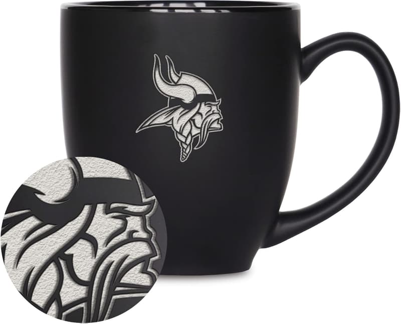 NFL Bistro Mug - 15oz Matte Black with Etched Team Logo