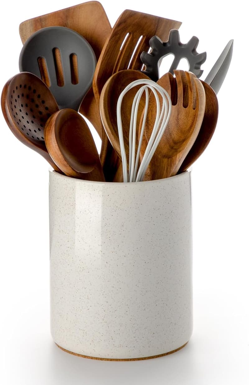 Vintage Ceramic Utensil Holder for Kitchen Countertop