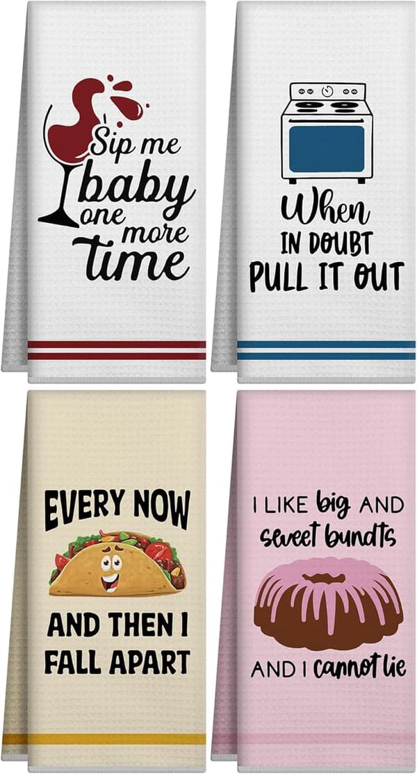 Funny Kitchen Towels Set - Cute Decorative Hand Towels for Hosts