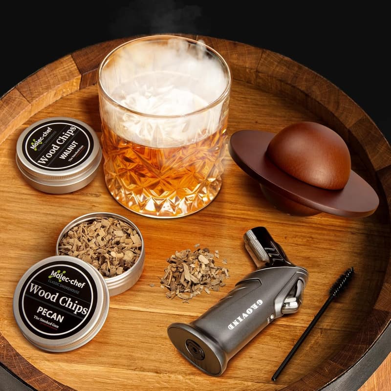 Whiskey Smoker Kit with Torch and Wood Chips for Men