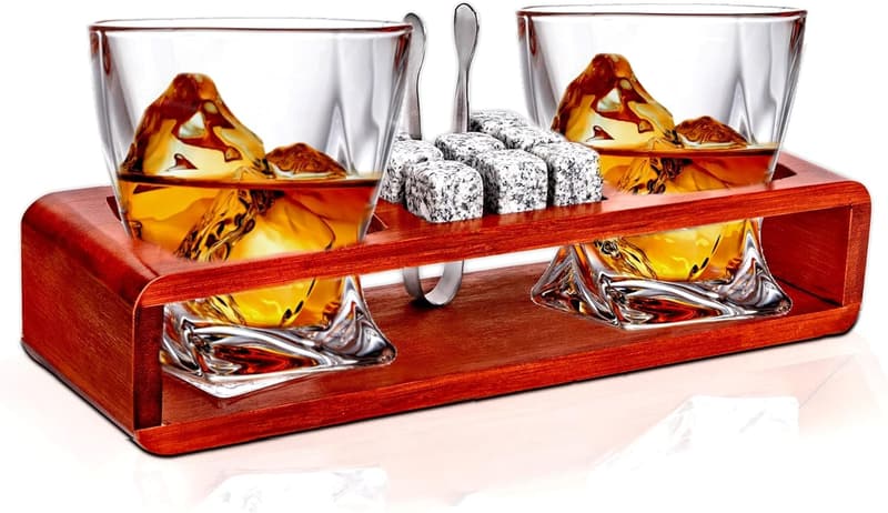 Whiskey Gift Set with Chilling Stones and Tray