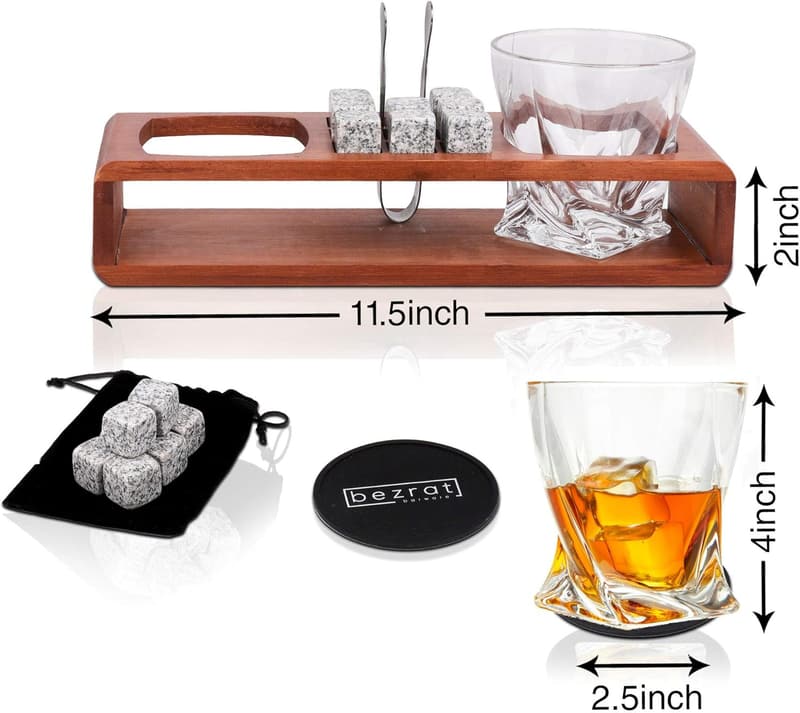Whiskey Gift Set with Chilling Stones and Tray