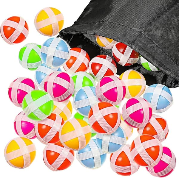 60-Piece Hook and Loop Sticky Balls for Dart Boards - Safe Game Toy