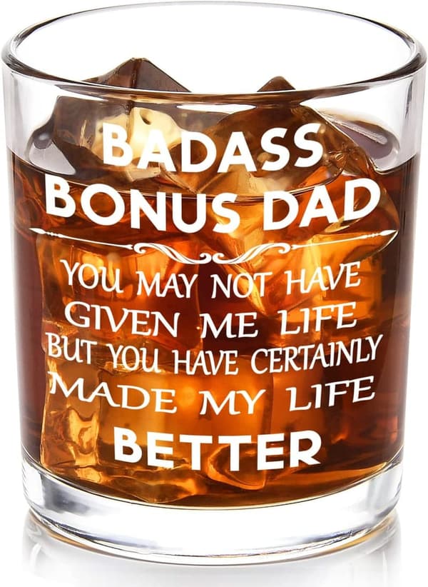 Father's Day Whiskey Glass for Stepdad - 10oz Gift