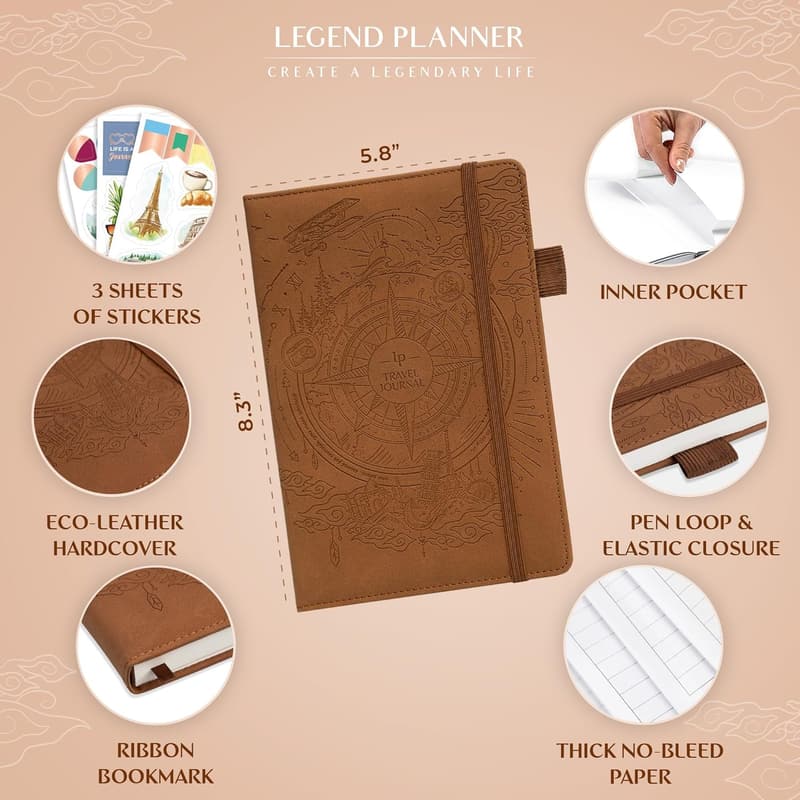Vintage Travel Journal with Bucket List – Essential Diary & Photo Album