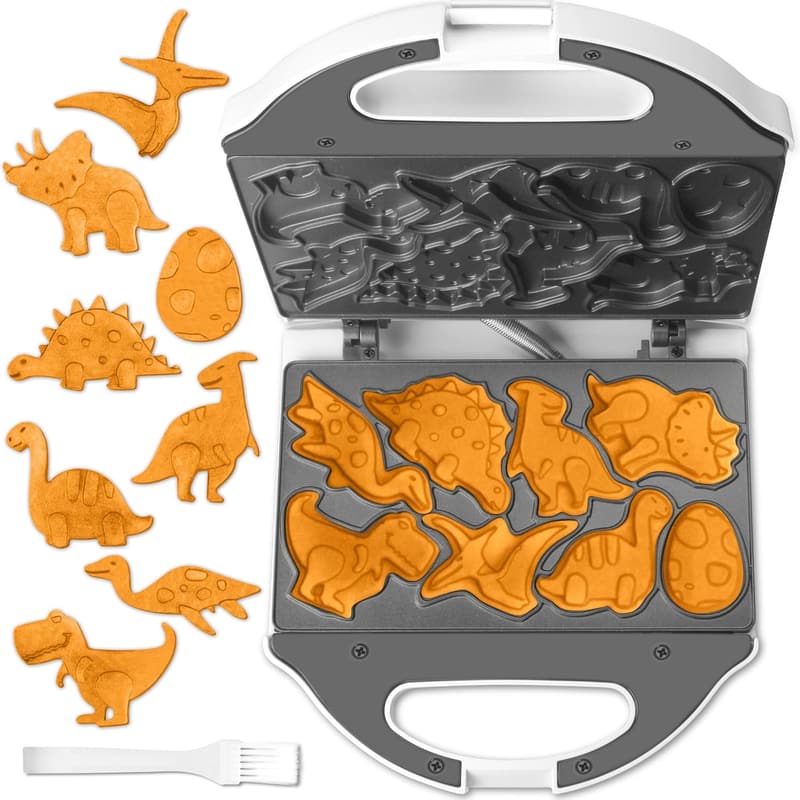Halloween Dinosaur Mini Waffle Maker for Kids, Electric Non-Stick