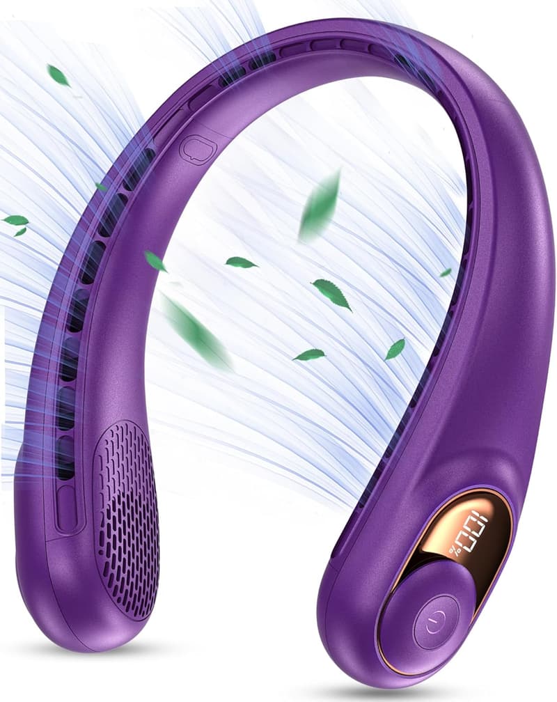 Portable Rechargeable Neck Fan with 3 Speed Settings