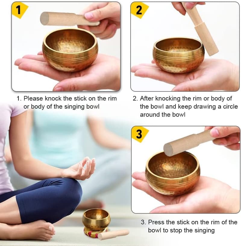 Meditation Singing Bowl Set with Cushion & Striker for Relaxation