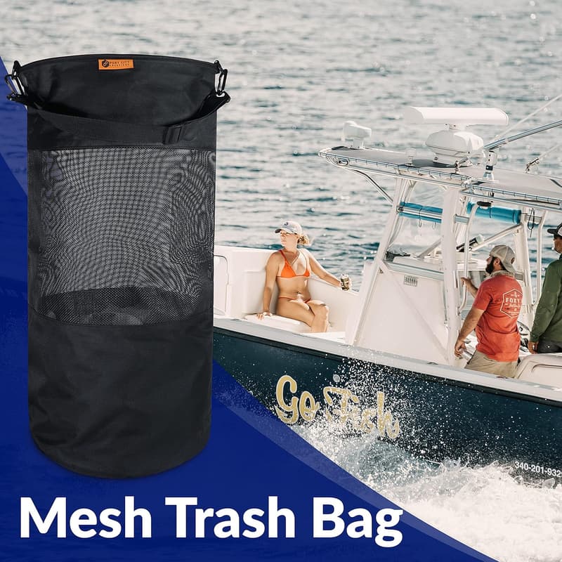 Portable Outdoor Mesh Trash Bag for Boat, Kayak, or Camper