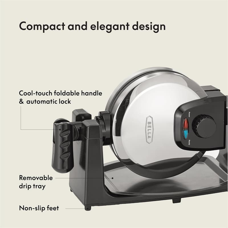 Classic Belgian Waffle Maker with Nonstick Plates and Drip Tray