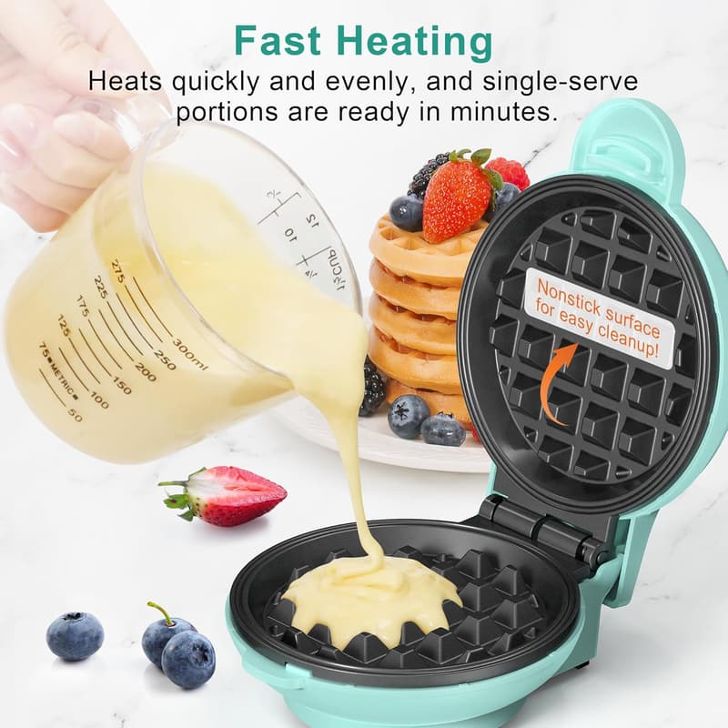 Compact Mini Waffle Maker - 4 Inch Non-Stick Chaffle Machine