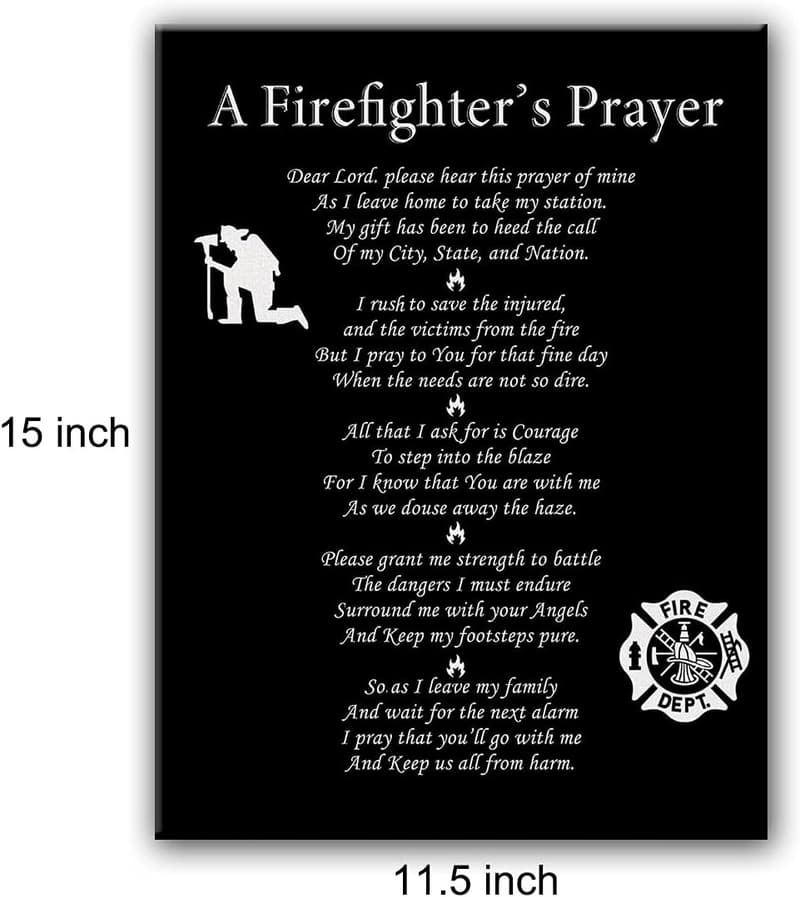 Firefighter's Prayer Canvas Wall Art for Home & Office Decor