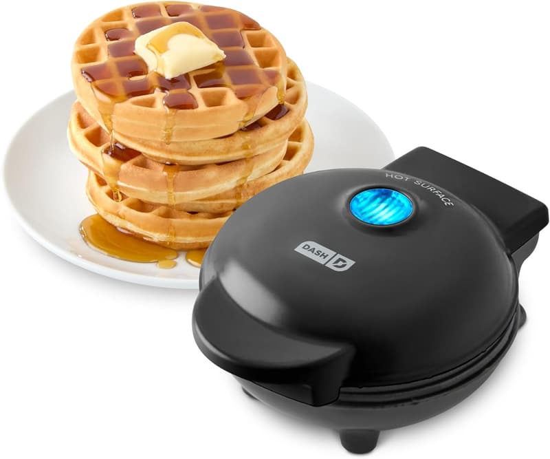 Mini Waffle Maker for Kids - 4” Nonstick Waffle Iron (Black)