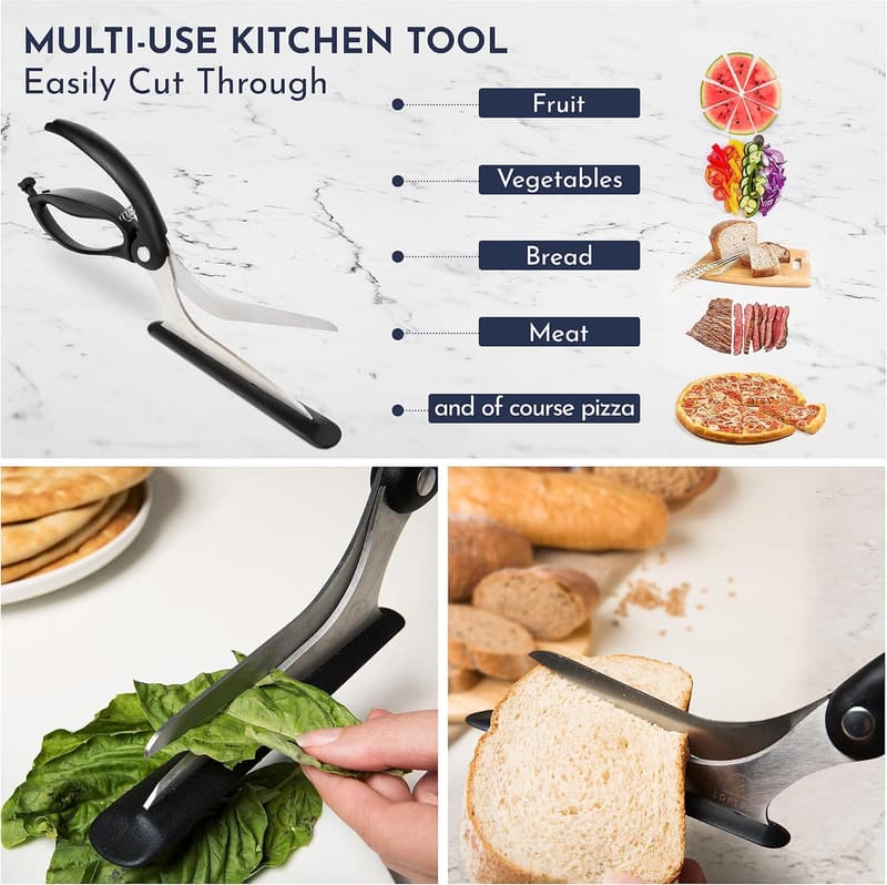 Loftern 5-in-1 Non-Stick Pizza Scissors - Food Grade Stainless Steel