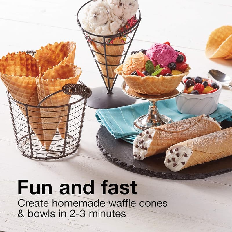 Waffle Cone Maker with Nonstick Plates and Browning Control