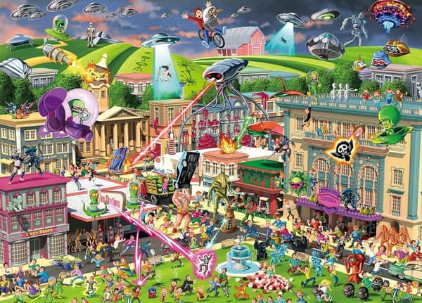 Alien Attack 1000-Piece Sci-Fi Jigsaw Puzzle for Adults