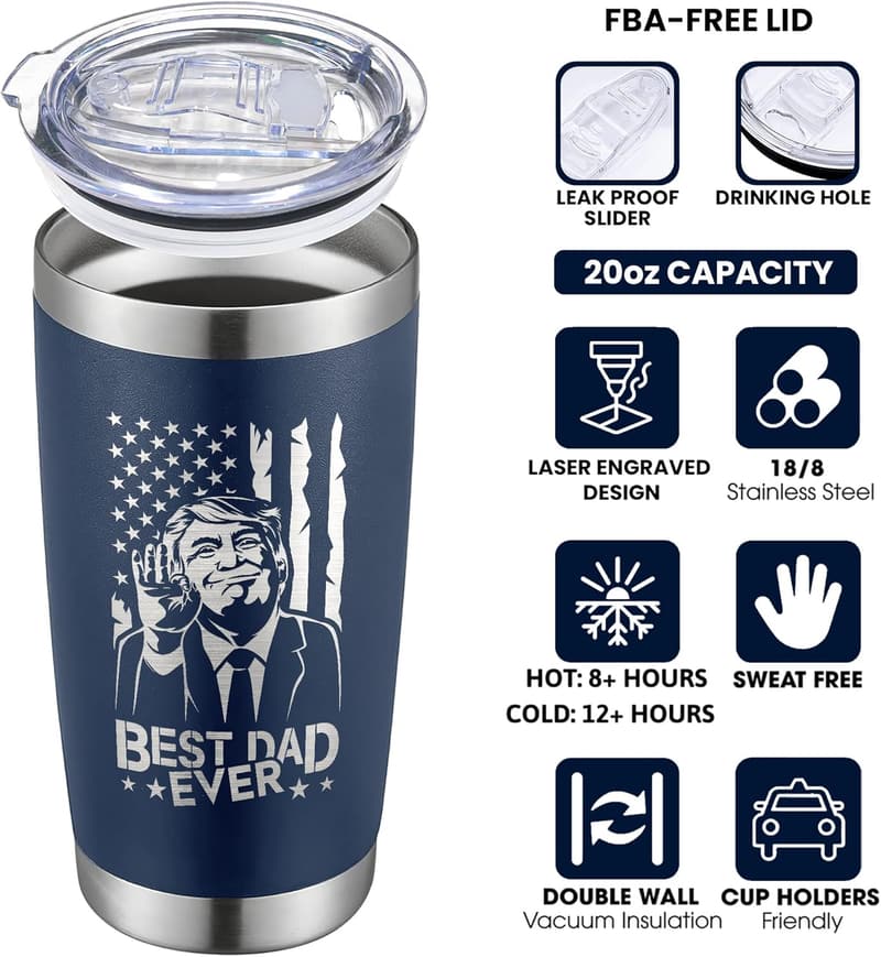 Birthday & Father's Day 20 oz Navy Tumbler for Dad