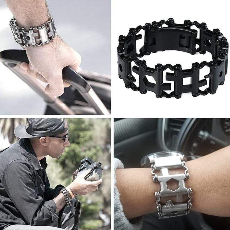 29-in-1 Stainless Steel Multitool Bracelet for Men