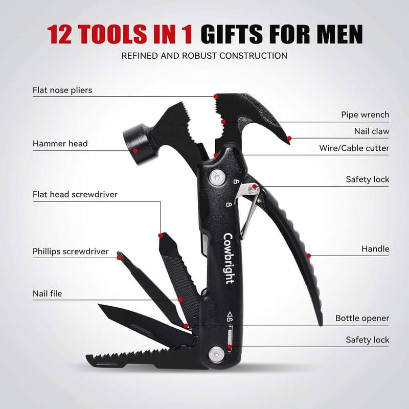 Unique Hammer Multitool for Men - Perfect Christmas Gift 2024