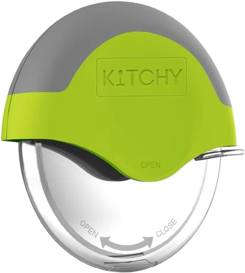 Ergonomic Pizza Cutter Wheel with Protective Cover (Green)