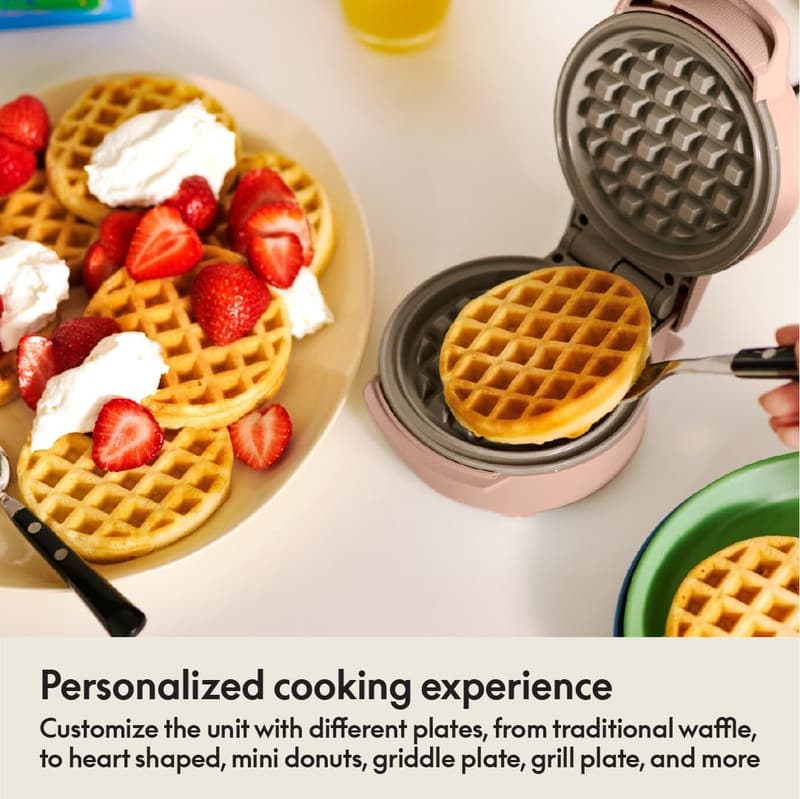 Mini Waffle Maker with Ceramic Nonstick Coating & Stackable Design