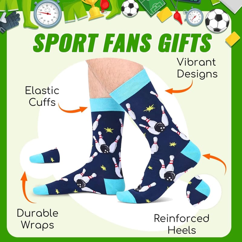 Novelty Socks for Men - Camping, Golfing, Bowling Themes