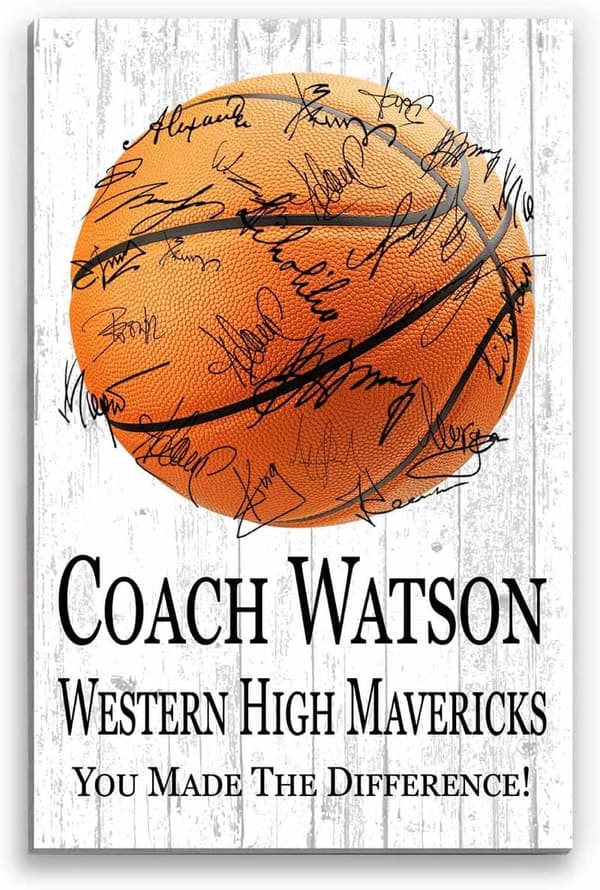 Personalized Basketball Coach Plaque for Team Signatures