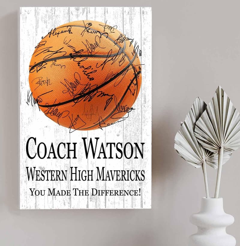 Personalized Basketball Coach Plaque for Team Signatures