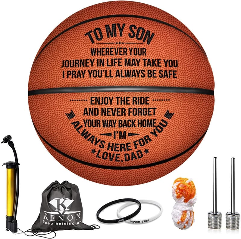 Personalized Basketball - Engraved 29.5 Inch Game Ball for Son & Grandson